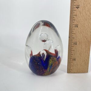 Hand blown high end glass paper weight egg controlled bubbles Colorful Multiple